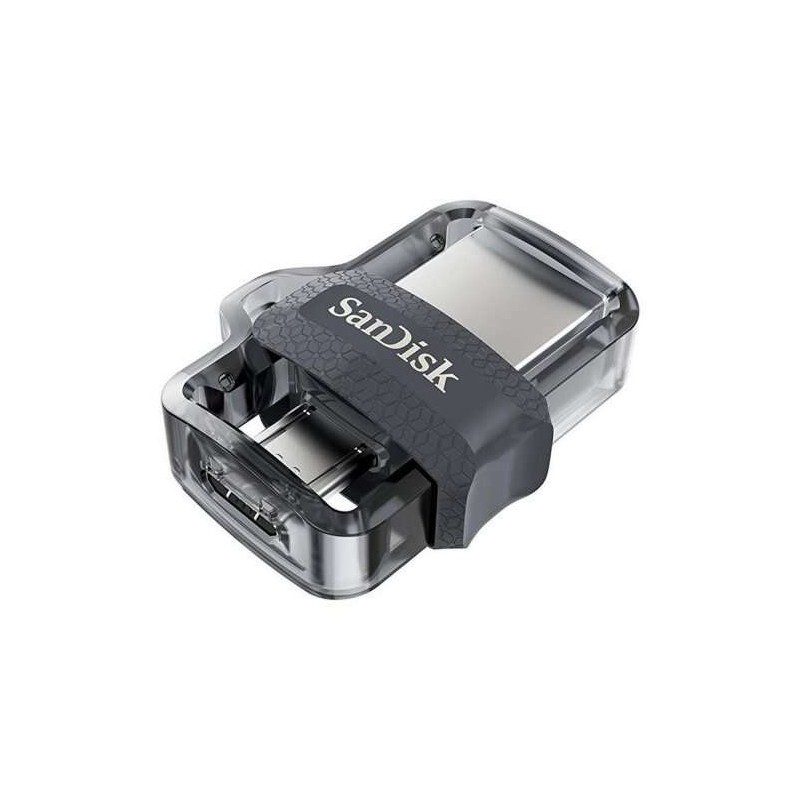Sandisk Ultra Dual Drive m3.0 Memoria USB 3.0 e Micro USB 128GB - Lettura Fino a 150MB/s - Colore Trasparente/Nero (Pend
