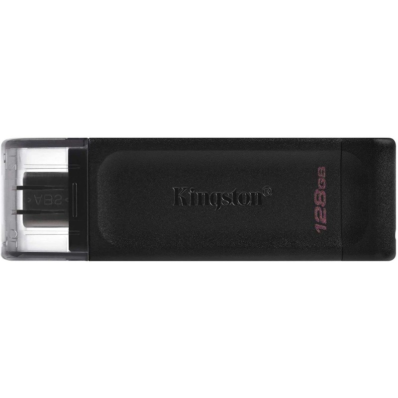 Kingston DataTraveler 70 Memoria USB tipo C da 128 GB - USB-C 3.2 Gen 1 - Con cover - Nero (Pendrive)