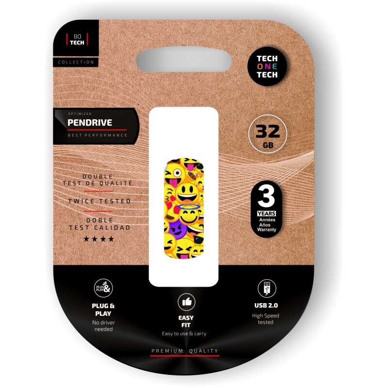 TechOneTech Clip Tech Emoji Collage USB 2.0 Memoria 32GB (Pendrive)