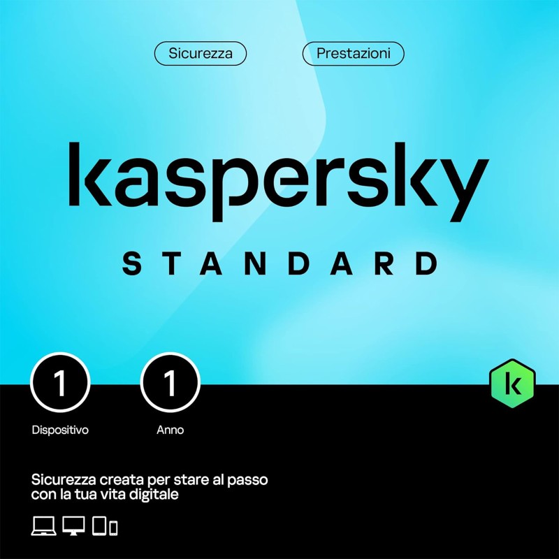 Kaspersky Standard Antivirus Protection Card (1 Dispositivo. 1 Anno. card fisica)