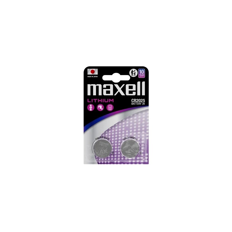 Confezione di 2 batterie a bottone al litio CR2025 3V Maxell