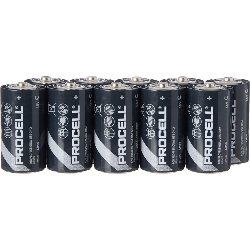 Duracell Procell 10 Batterie Tipo C Mezza Torcia LR14 1.5V