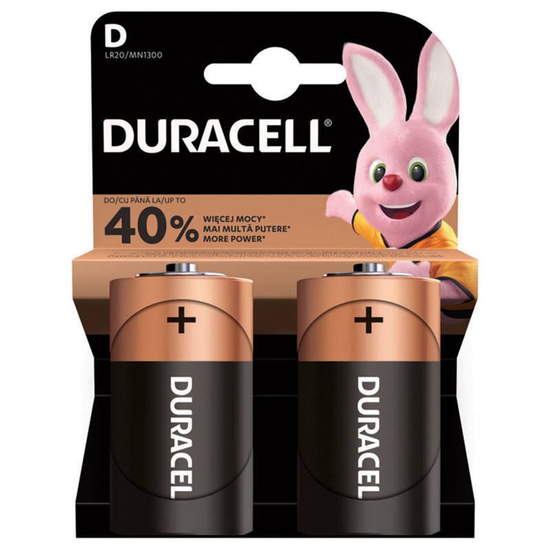 Duracell 2 Batterie Tipo D Torcia LR20 1.5V
