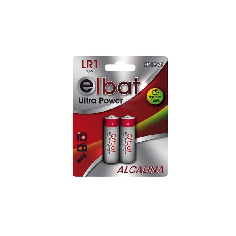 Elbat Confezione da 2 batterie alcaline LR1 - Vari colori