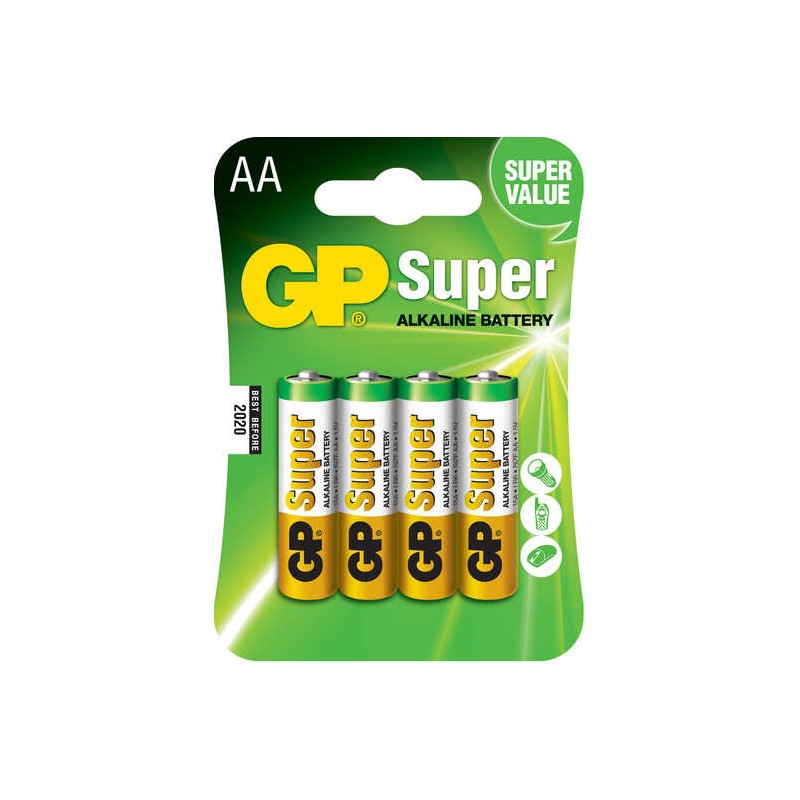 GP Confezione da 4 batterie super alcaline LR06 AA 1.5V