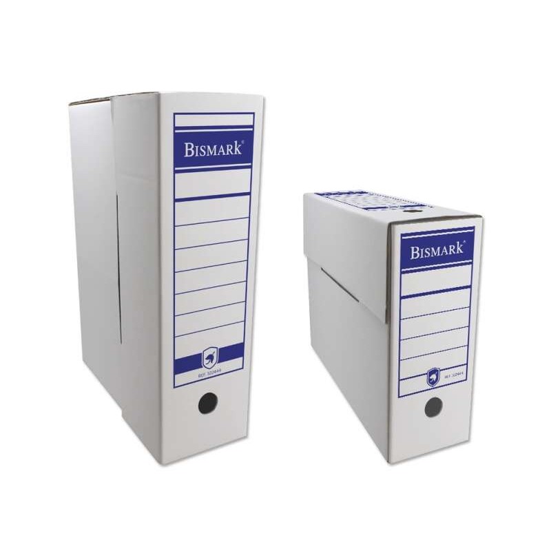 Bismark Definitive File Box Extended Folio 12x39x27cm - Cartone ondulato - Carta bianca con aree prestampate - Doppi lat