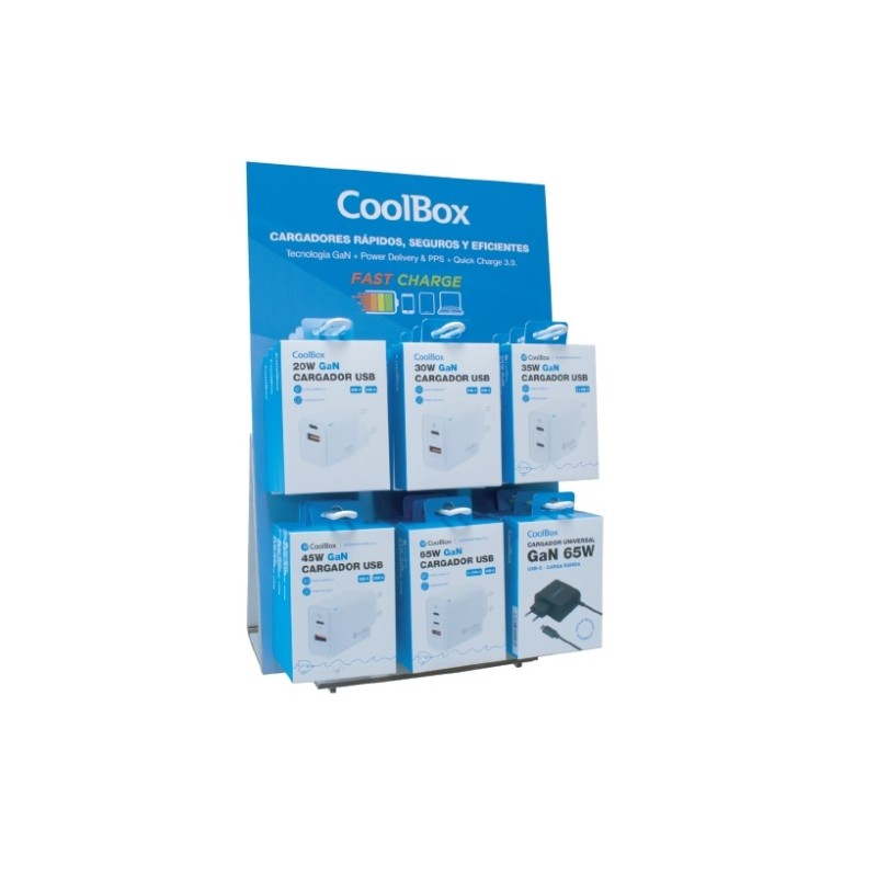 Display Coolbox con 18 caricatori GaN - Ricarica rapida 3.0 - Consegna di energia