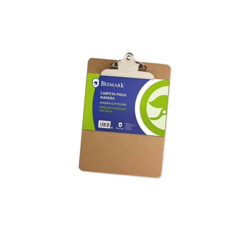 Cartella portablocco Biskmark con base in legno e clip in metallo - Formato A5