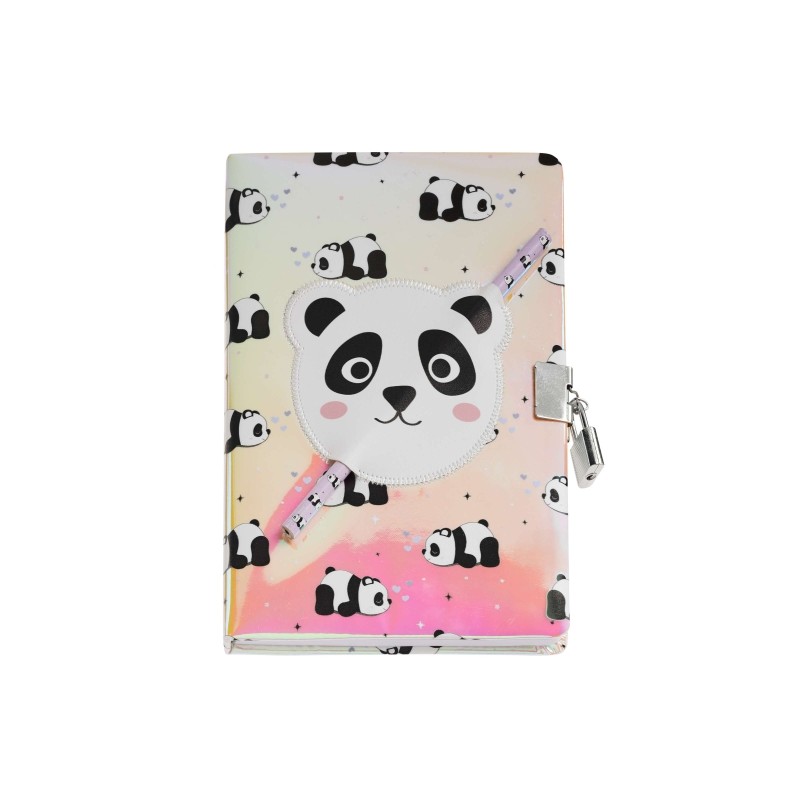 Diario segreto Miquel Rius Back2Fun Holographic Panda - Chiusura con lucchetto - Matita inclusa