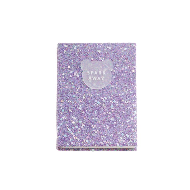 Miquel Rius Back2Fun Taccuino incollato con copertina glitterata lilla e toppa in silicone - 96 fogli di carta cuciti 10