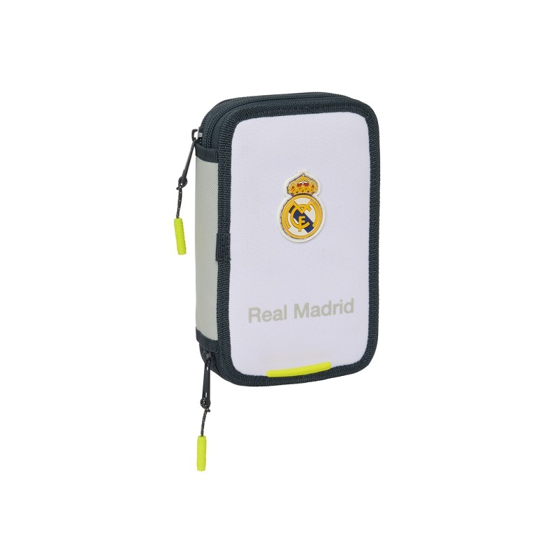 Safta Real Madrid 1st Kit 24/25 Portamatite 28 Pezzi - 2 Scomparti - 28 Pezzi - 12.5x19.5x4cm - Colore Bianco/Nero