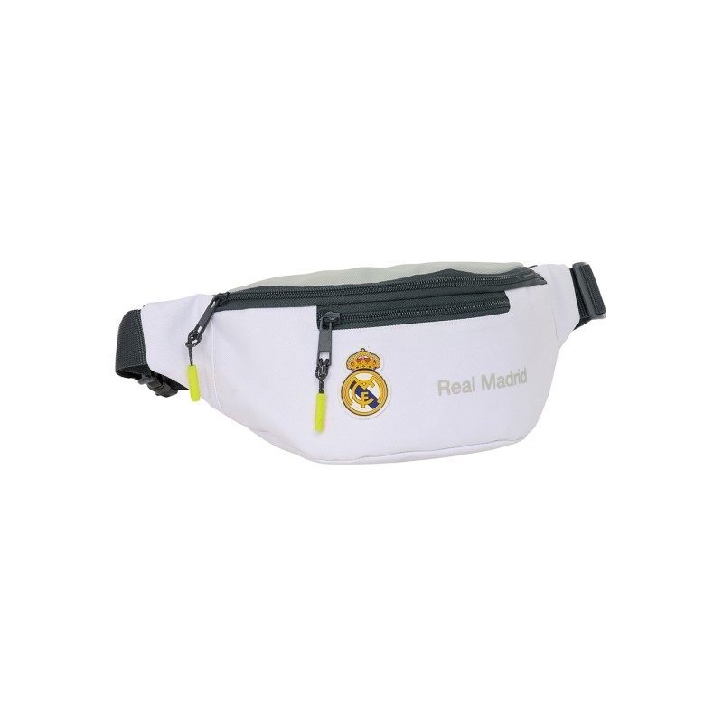 Safta Real Madrid 1st Kit 24/25 Marsupio - 2 Scomparti - Regolabile - 23x12x9cm - Colore Bianco/Nero