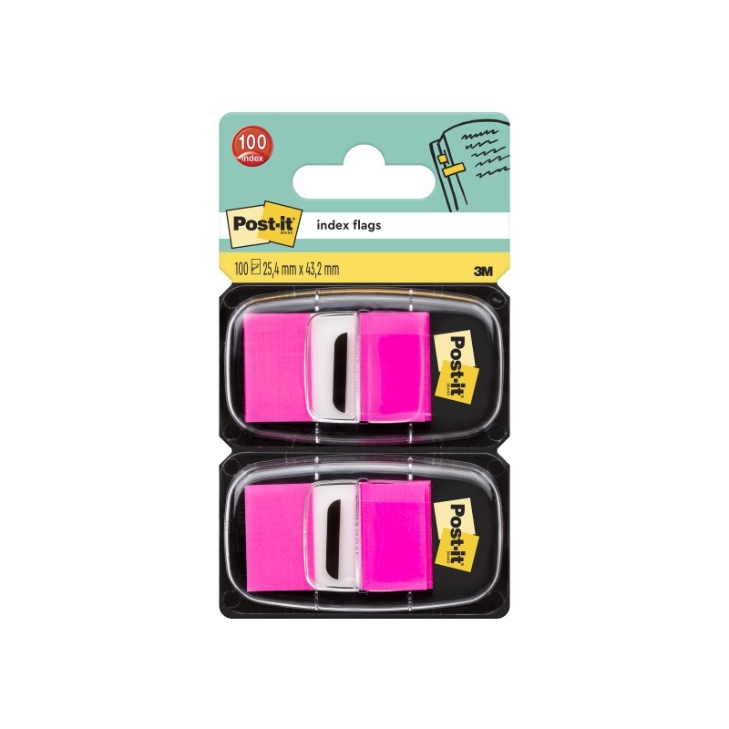 Confezione di 2 dispenser Post-It Index con 50 pennarelli riposizionabili - 25.4x43.2 mm - Rosa