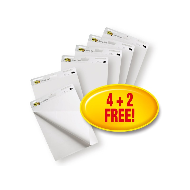 Post-It Super Sticky Pad di 180 blocchi per riunioni - Forma rettangolare - 635x762 mm - Colore bianco