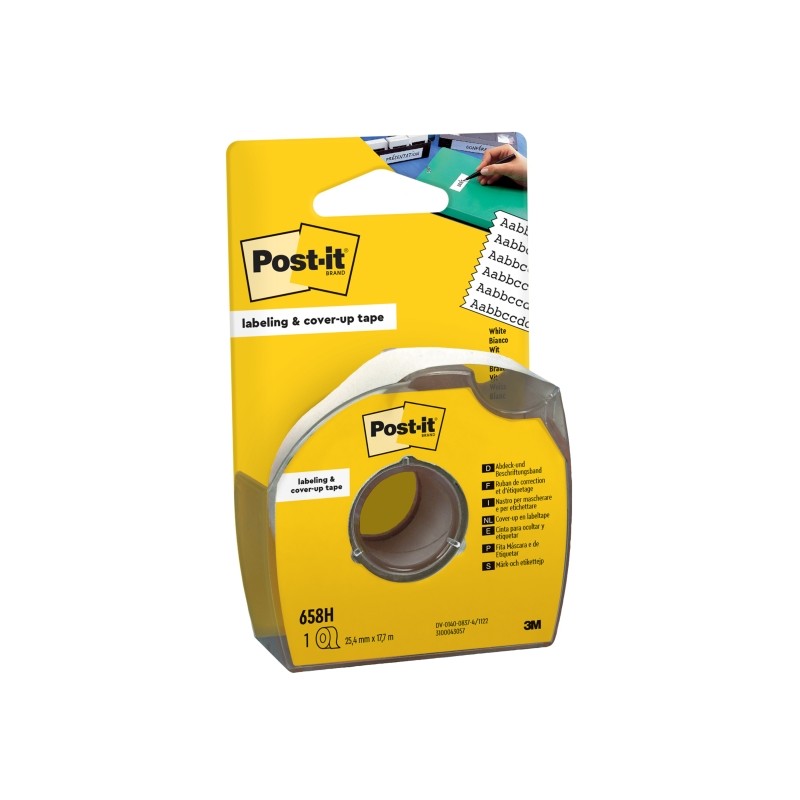 Rotolo di nastro adesivo per scrittura Post-It - 25.4 mm x 17.7 m - con dispenser - Bianco - Colore bianco