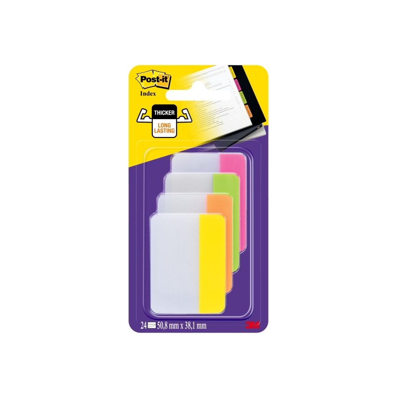 Dispenser per indici Post-It con 66 pennarelli riposizionabili - Forma rettangolare - Colori assortiti