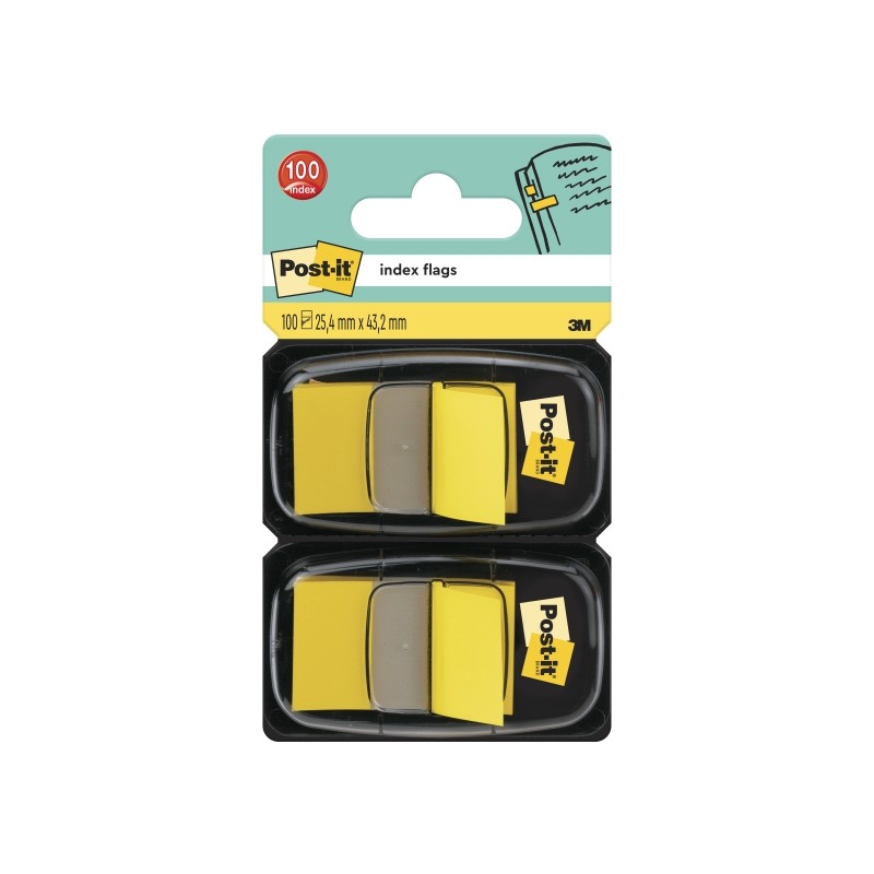 Confezione di 2 dispenser Post-It Index con 50 marcatori riposizionabili - Forma rettangolare - Colore giallo chiaro