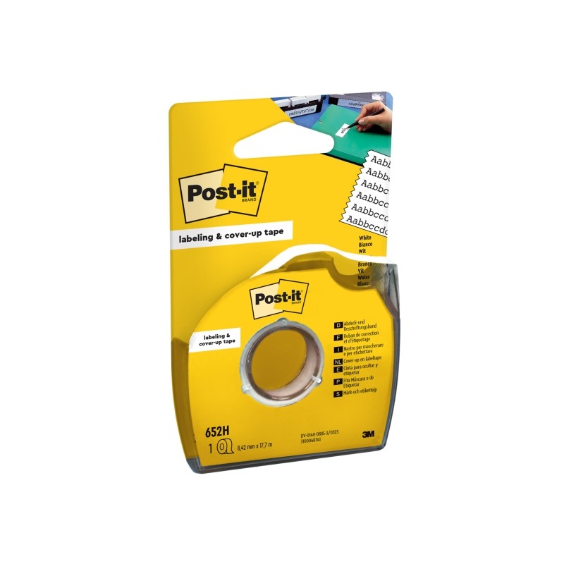 Rotolo di nastro adesivo per scrittura Post-It - 8.42 mm x 17.7 m - con dispenser - Bianco - Colore bianco