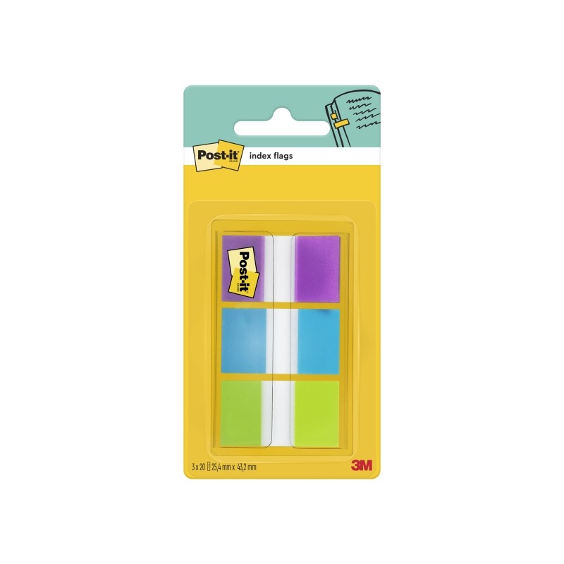 Dispenser per indici Post-It con 60 pennarelli riposizionabili - Forma rettangolare - Colori assortiti