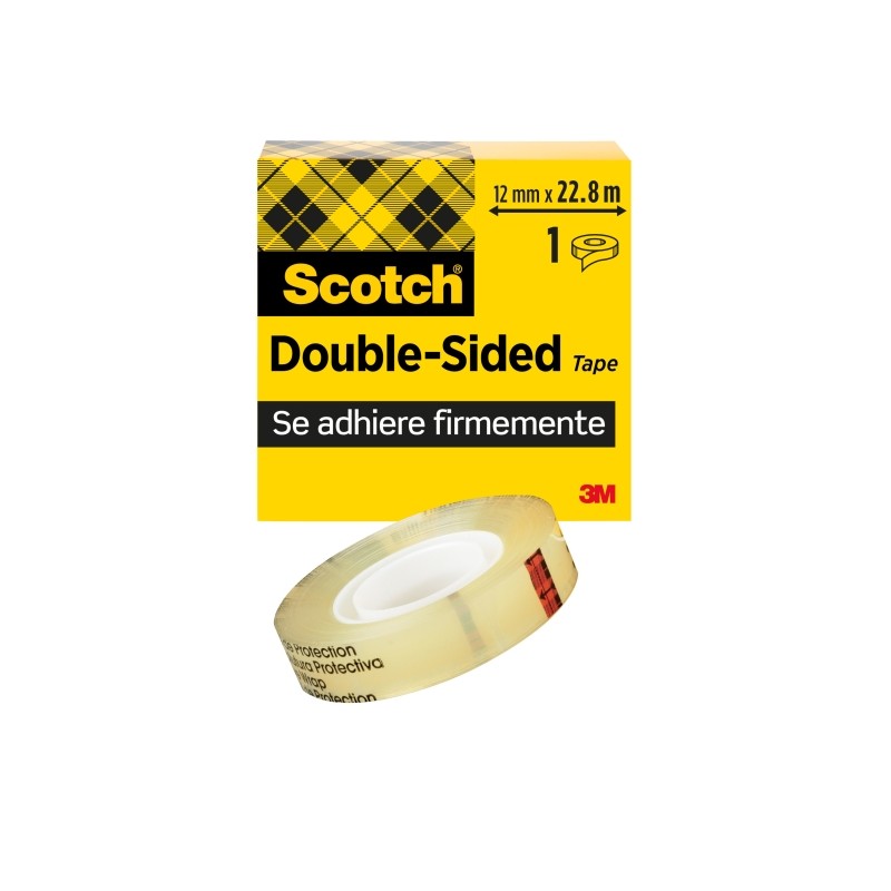 Nastro biadesivo Scotch - 12 mm x 22.8 m - Colore trasparente