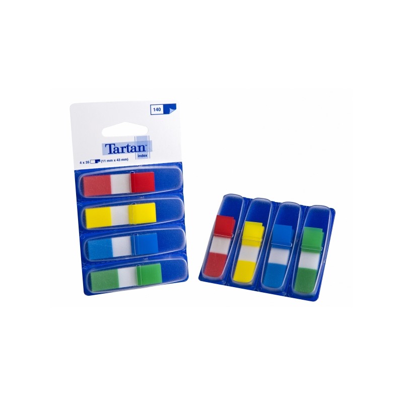 Confezione di 4 dispenser da 35 pennarelli adesivi riposizionabili Tartan - 11x43 mm - Colori assortiti