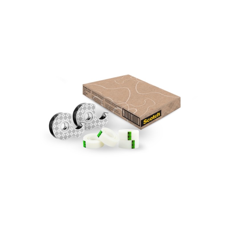 Dispenser Scotch per nastri adesivi 2-Pack - per rotoli fino a 19 mm x 13.9 m - Include 4 nastri adesivi - 66% di adesiv