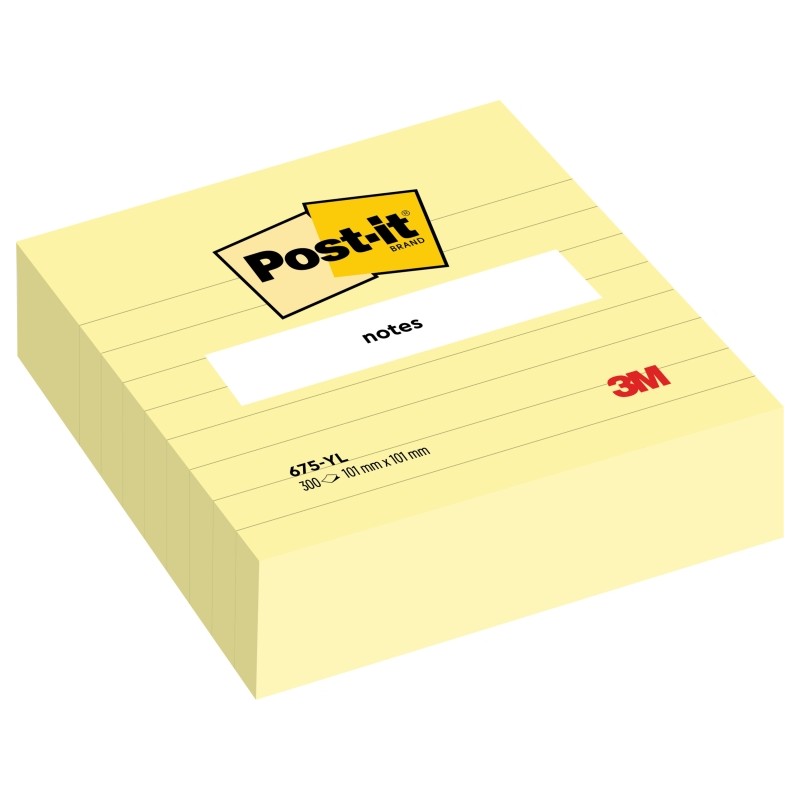 Blocco di 300 foglietti adesivi riposizionabili Post-It - Forma quadrata - 101x101 mm - Giallo chiaro