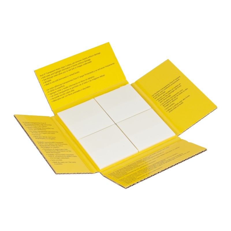 Blocchetti per appunti Post-It Confezione da 12 x 36 blocchetti trasparenti - Forma quadrata - Colore trasparente