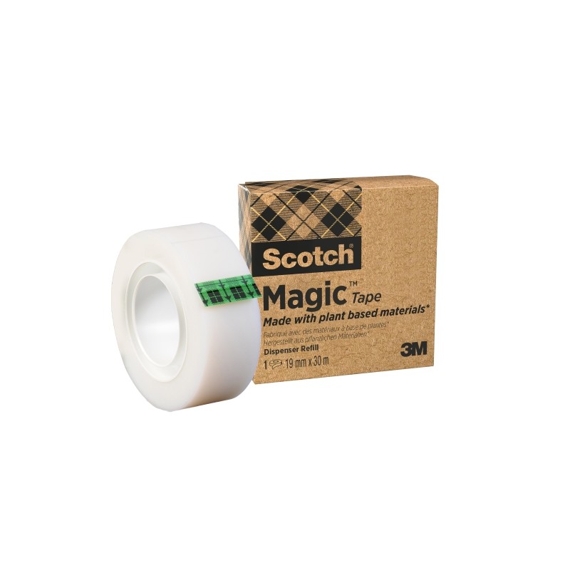 Scotch Magic Adhesive Tape - 66% adesivo vegetale - 19 mm x 30 m - Colore trasparente