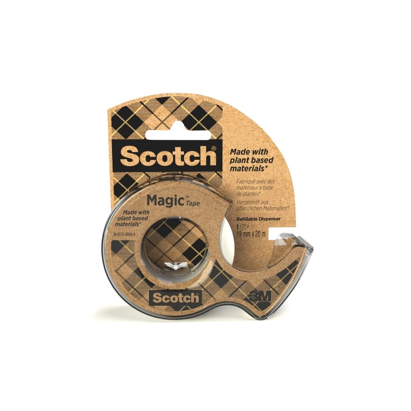 Scotch Magic Adhesive Tape - 66% adesivo vegetale - 19 mm x 20 m - Dispenser incluso - Bianco