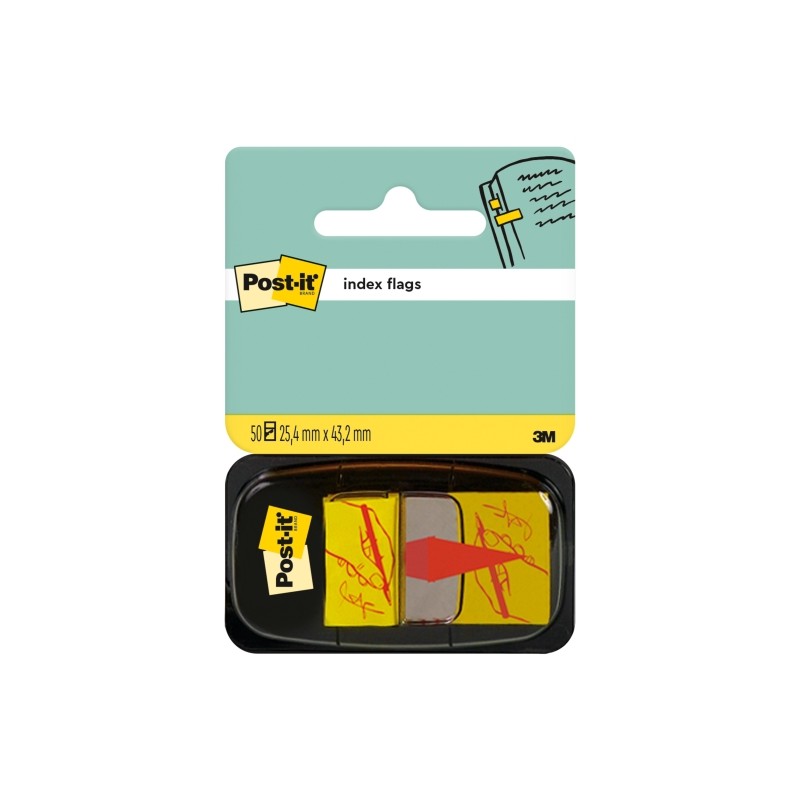 Dispenser per indici Post-It con 50 pennarelli riposizionabili - Forma rettangolare - Colore giallo chiaro