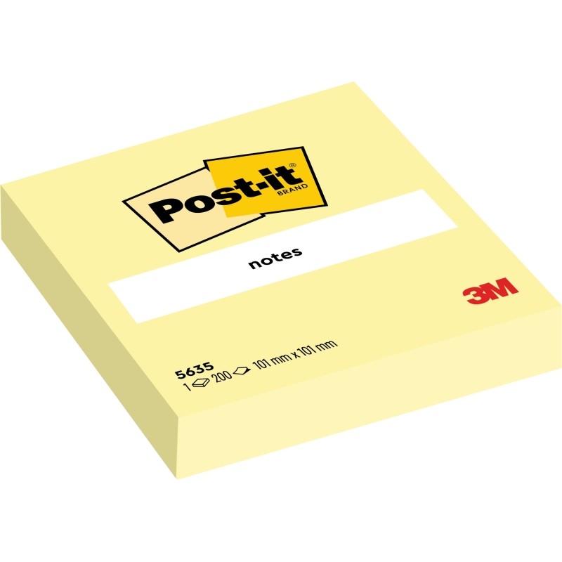Blocco di 200 foglietti adesivi riposizionabili Post-It - Forma quadrata - 101x101 mm - Giallo chiaro