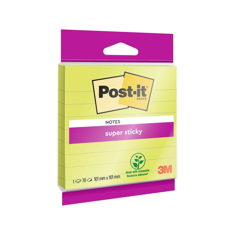 Confezione di foglietti Post-It Super Sticky. 1 blocchetto di 70 blocchetti di 70 foglietti adesivi riposizionabili di g