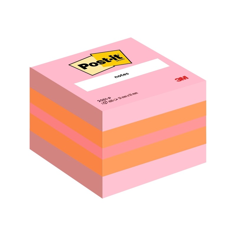 Cubo di 400 foglietti adesivi riposizionabili Post-It - Forma quadrata - 51x51 mm - Colori assortiti