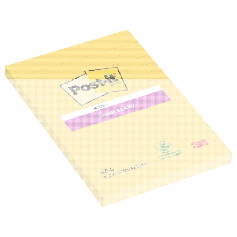 Post-It Super Sticky confezione da 6 pezzi da 75 foglietti adesivi riposizionabili - Forma rettangolare - 101x152 mm - C