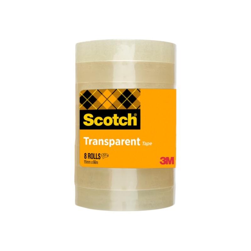 Nastro adesivo Scotch confezione da 8 - 19 mm x 66 m - Colore trasparente