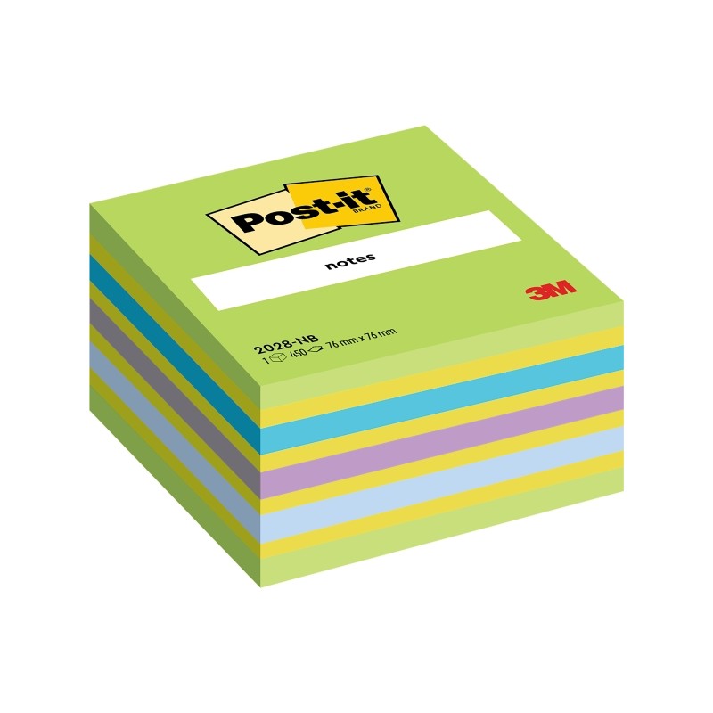 Cubo di 450 foglietti adesivi riposizionabili Post-It - Forma quadrata - 76x76 mm - Colori assortiti