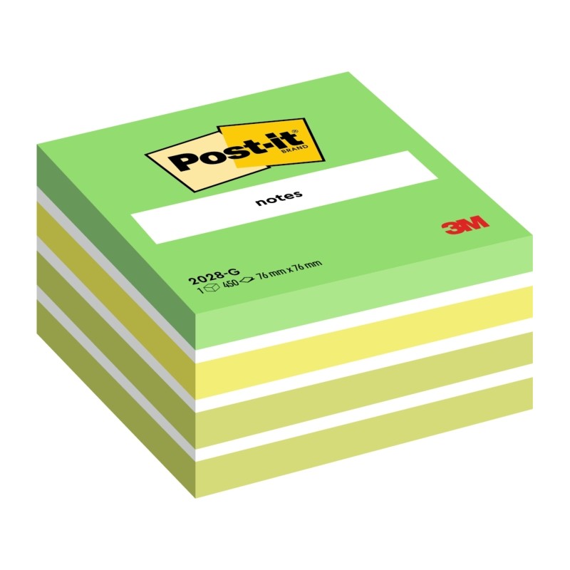 Cubo di 450 foglietti adesivi riposizionabili Post-It - Forma quadrata - 76x76 mm - Colori assortiti