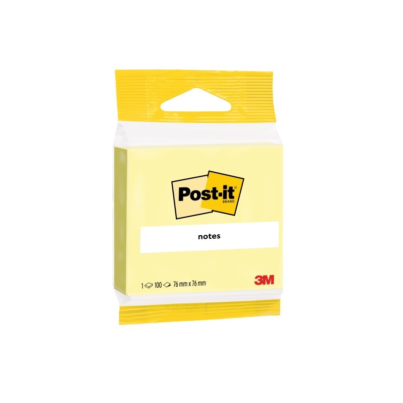 Blocco di 100 foglietti adesivi riposizionabili Post-It - Forma quadrata - 76x76 mm - Giallo chiaro