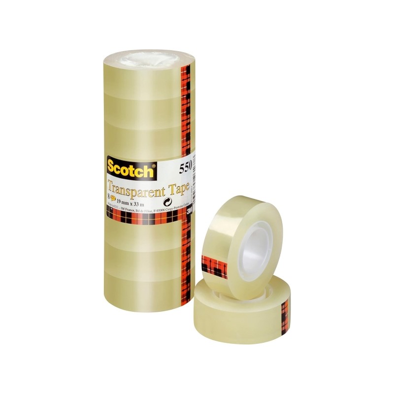 Nastro adesivo Scotch confezione da 8 - 19 mm x 33 m - colore trasparente