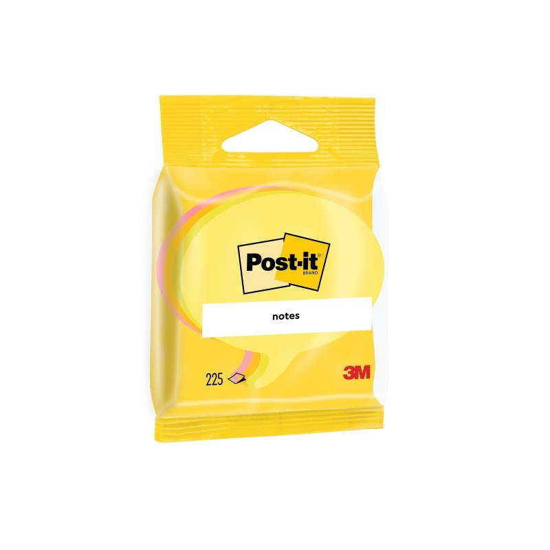 Blocchetti di 225 foglietti adesivi riposizionabili Post-It - Forma a sandwich - 70x70 mm - Colori assortiti