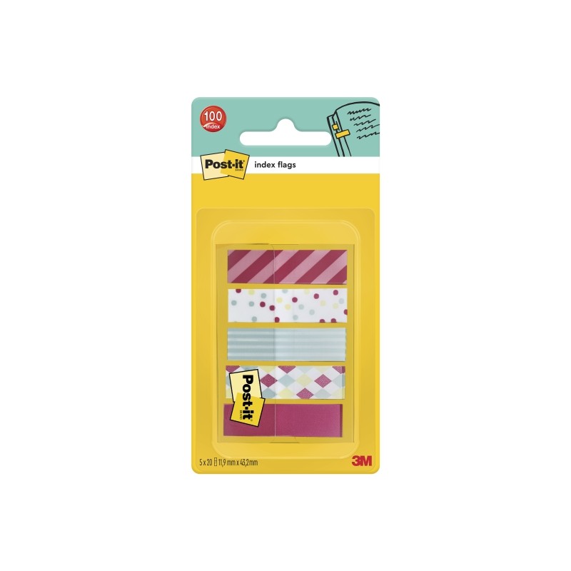 Dispenser per indici Post-It con 100 pennarelli riposizionabili - Forma rettangolare - Colori assortiti