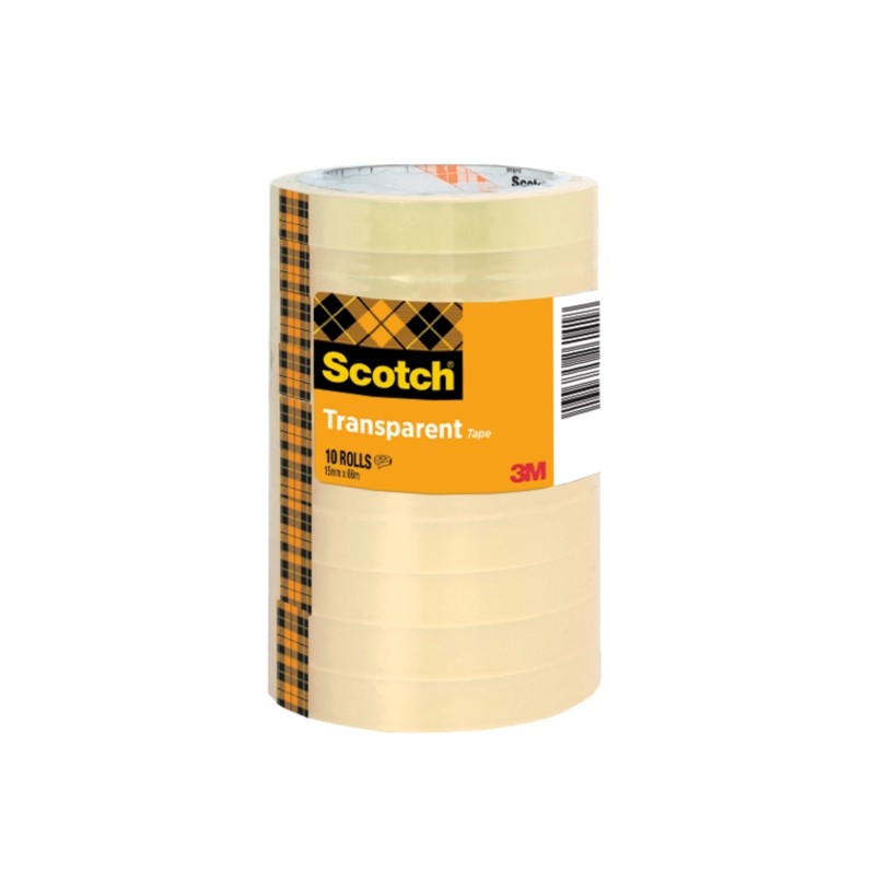 Nastro adesivo Scotch 10 confezioni - 15 mm x 66 m - Colore trasparente