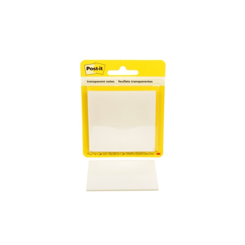 Blocco di 36 Post-It trasparenti - Forma quadrata - 73x73 mm - Colore trasparente