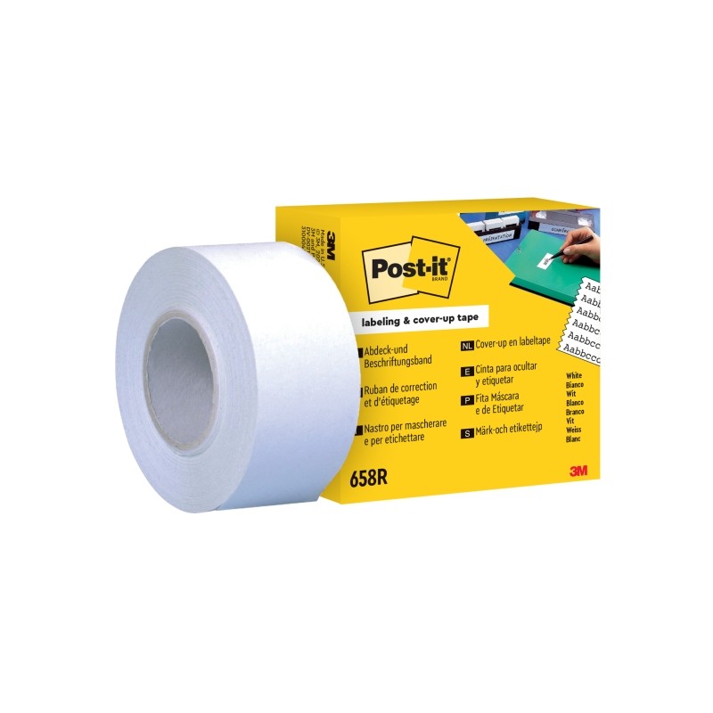 Rotolo di ricarica del nastro adesivo per scrittura Post-It - 25.4 mm x 17.7 m - 6 righe larghe - bianco