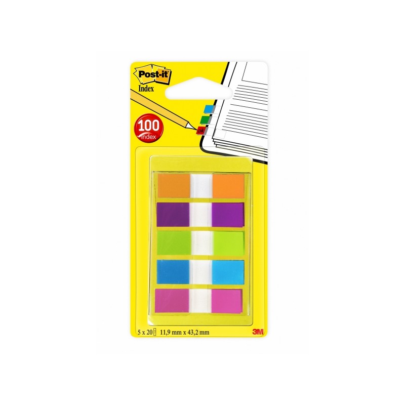Confezione da 5 dispenser Post-It Index con 20 pennarelli riposizionabili - 12 confezioni per striscia - 2 strisce per c