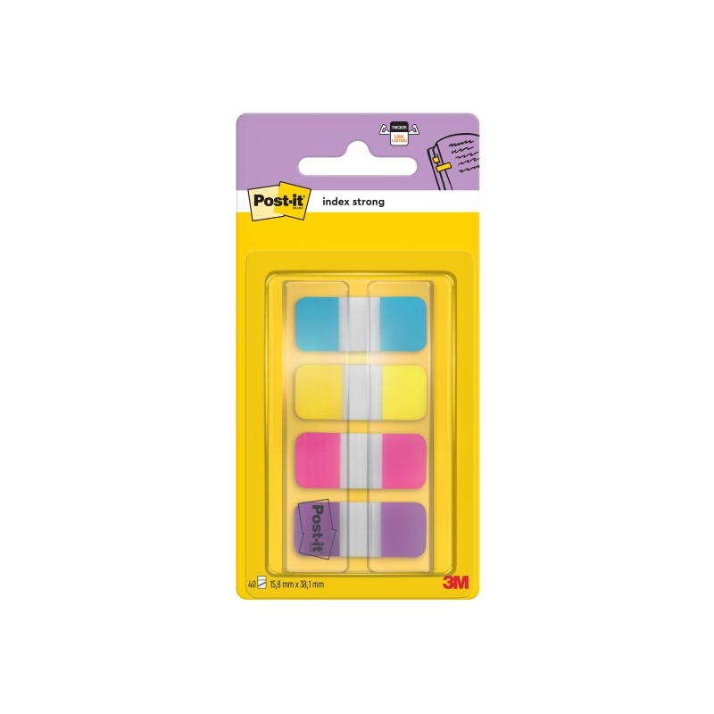 Dispenser per indici Post-It con 40 pennarelli riposizionabili - Forma rettangolare - Colori assortiti