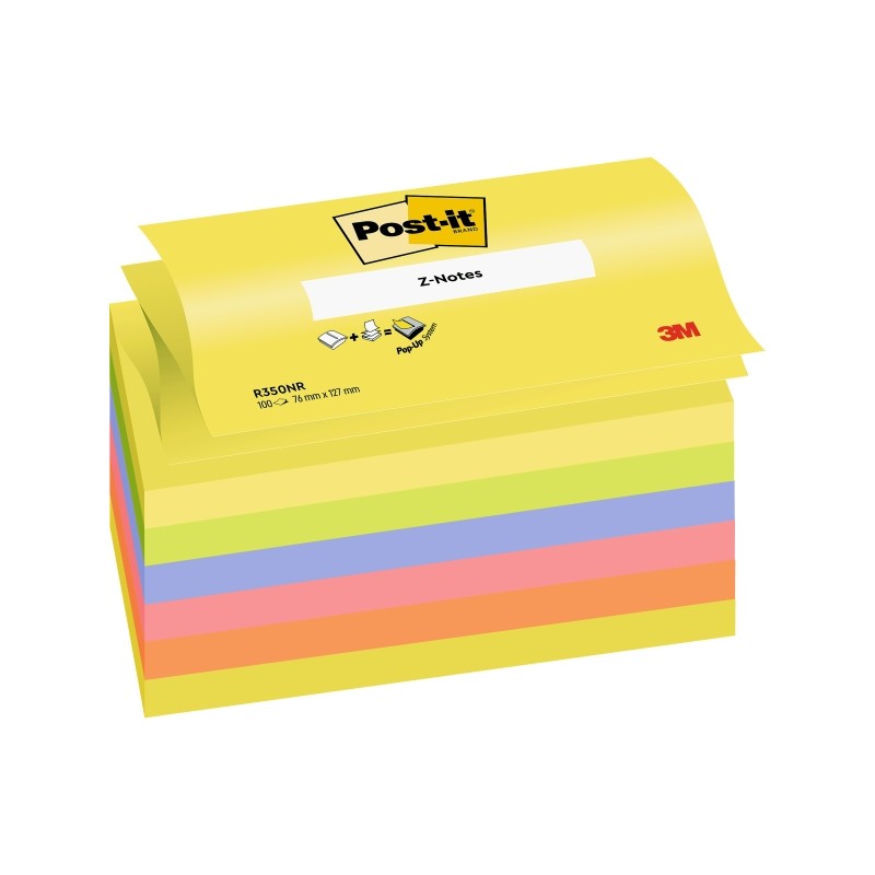 Post-It Post-It Pads 6 Confezioni da 100 Z-Notes adesivi riposizionabili - Forma rettangolare - 76x127 mm - Colori assor