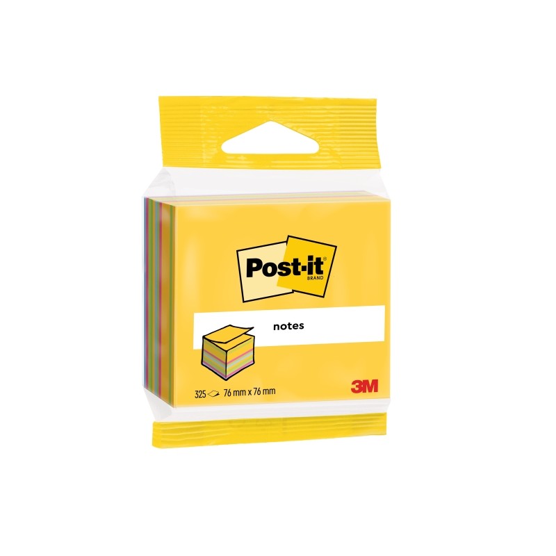 Cubo di 325 foglietti adesivi riposizionabili Post-It - Forma quadrata - Colori assortiti