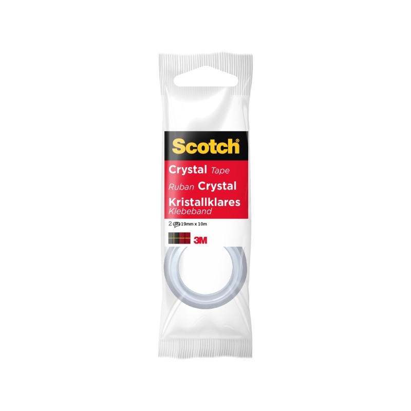 Scotch Crystal Confezione da 2 nastri adesivi invisibili - 19 mm x 10 m - Superchiaro - Colore bianco